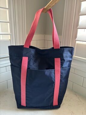 Gap Navy Nylon Tote Bag with Pink Straps